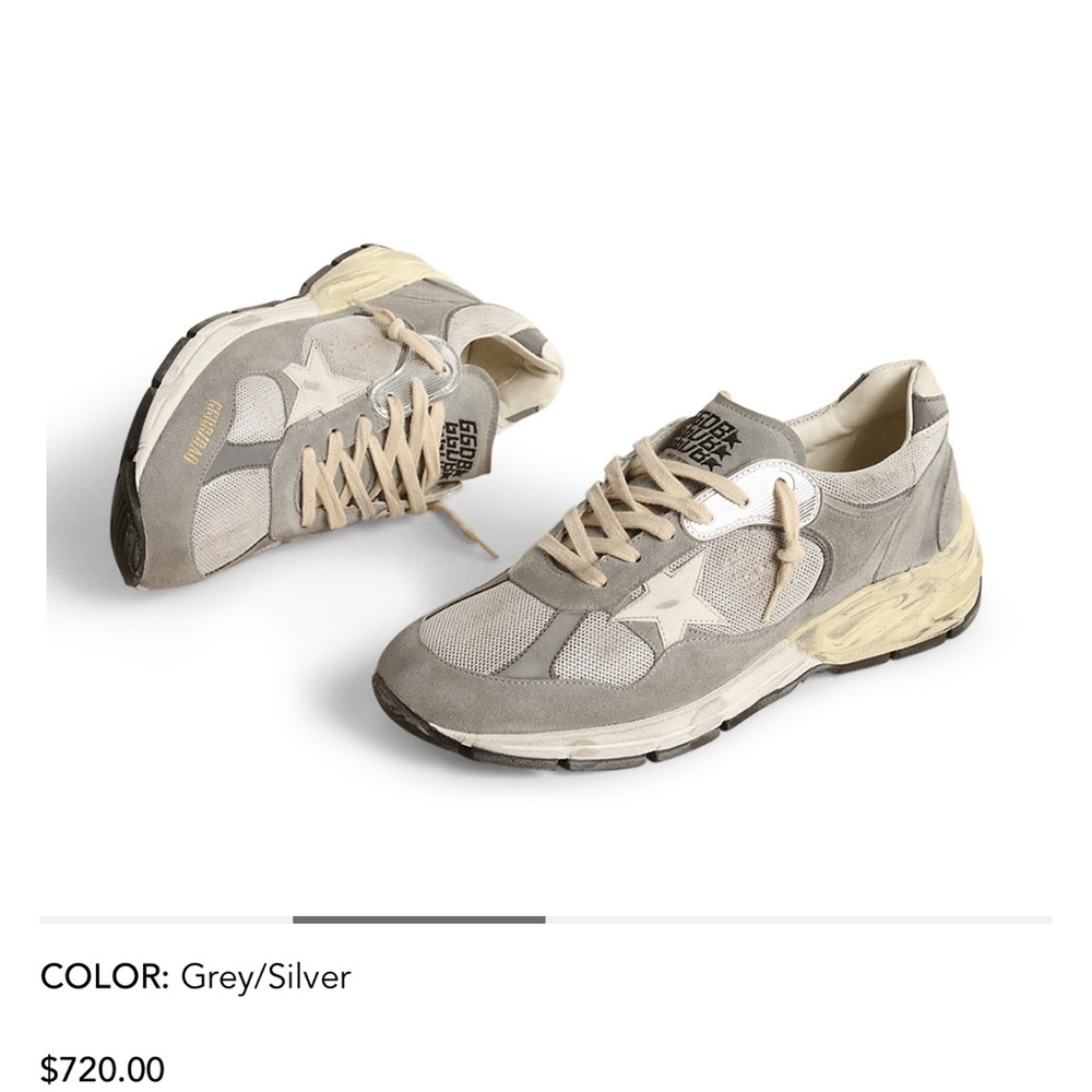 Golden Goose Gray and Silver Sneakers
